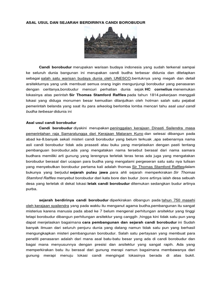 Asal Usul Dan Sejarah Berdirinya Candi Borobudur Pdf - vrogue.co