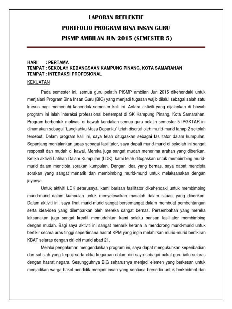 Laporan Reflektif