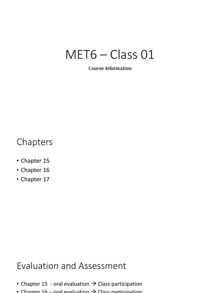 MET6 Course Overview and Requirements | PDF