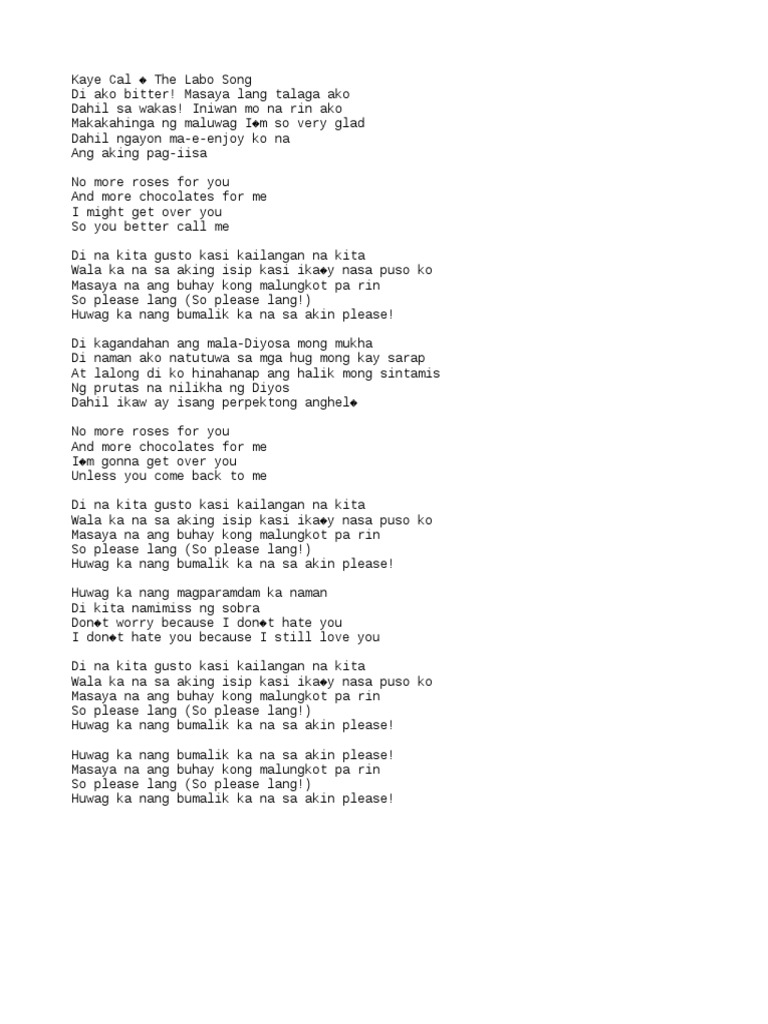 The Labo Song Lyrics by Kay Cal PDF