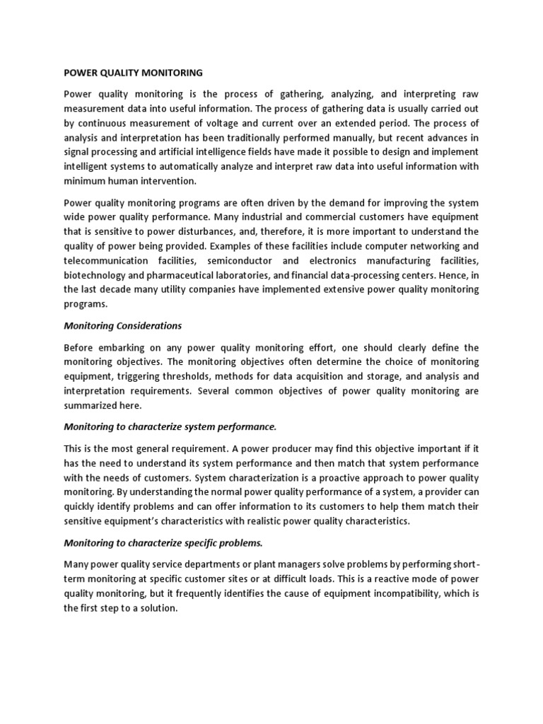 Power Quality Monitoring PDF Personal Computers Surveillance