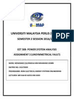 UniMAP EET308 Assignment 3 Unsymmetrical Fault