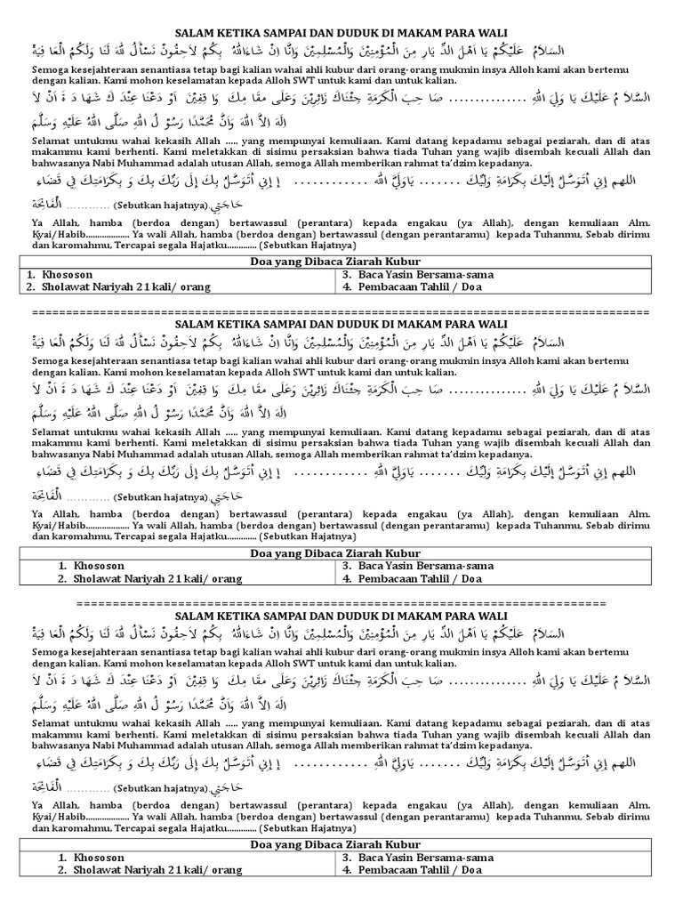 Salam Ketika Sampai Dan Duduk Di Makam Para Wali Ziarah Kubur