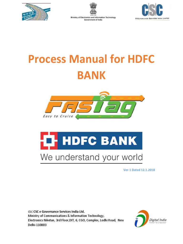 1 HDFC Fastag Order Process Manual Download Free PDF Toll Road