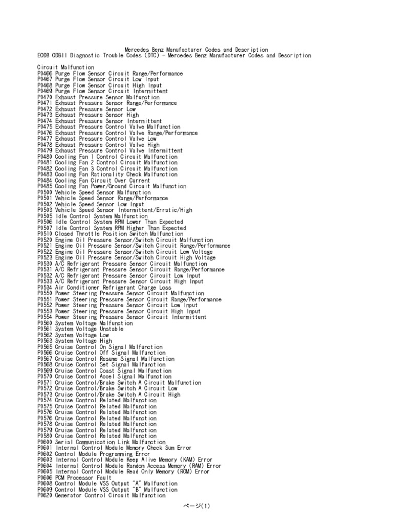 Mercury diagnostic trouble codes