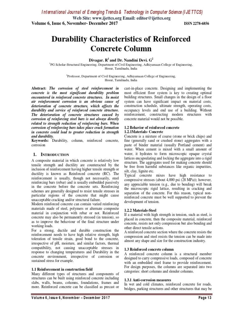Durability of Reinforced Concrete Columns | PDF | Reinforced Concrete ...