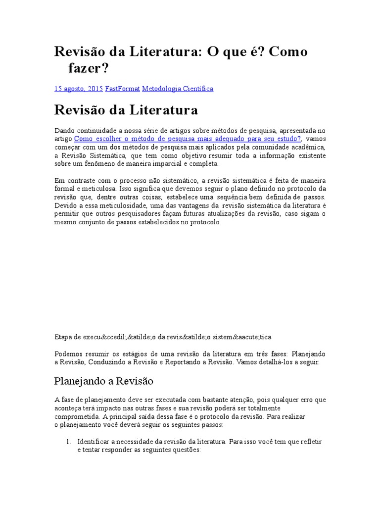 Revisão Da Literatura | PDF | Bibliotecas | Abstract (resumo)