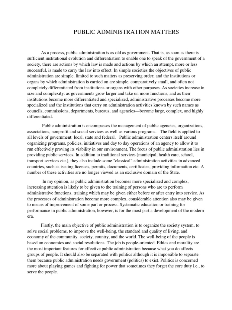 Importance of Public Administration | PDF | Public Administration ...