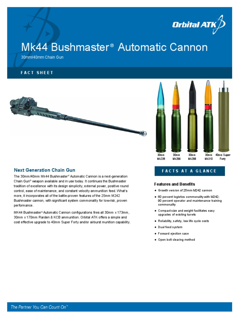 MK44 Bushmaster Cannon | PDF | Cannon | Weapon Design