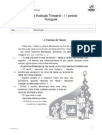 Ficha Avaliação Trimestral 1º Período Português