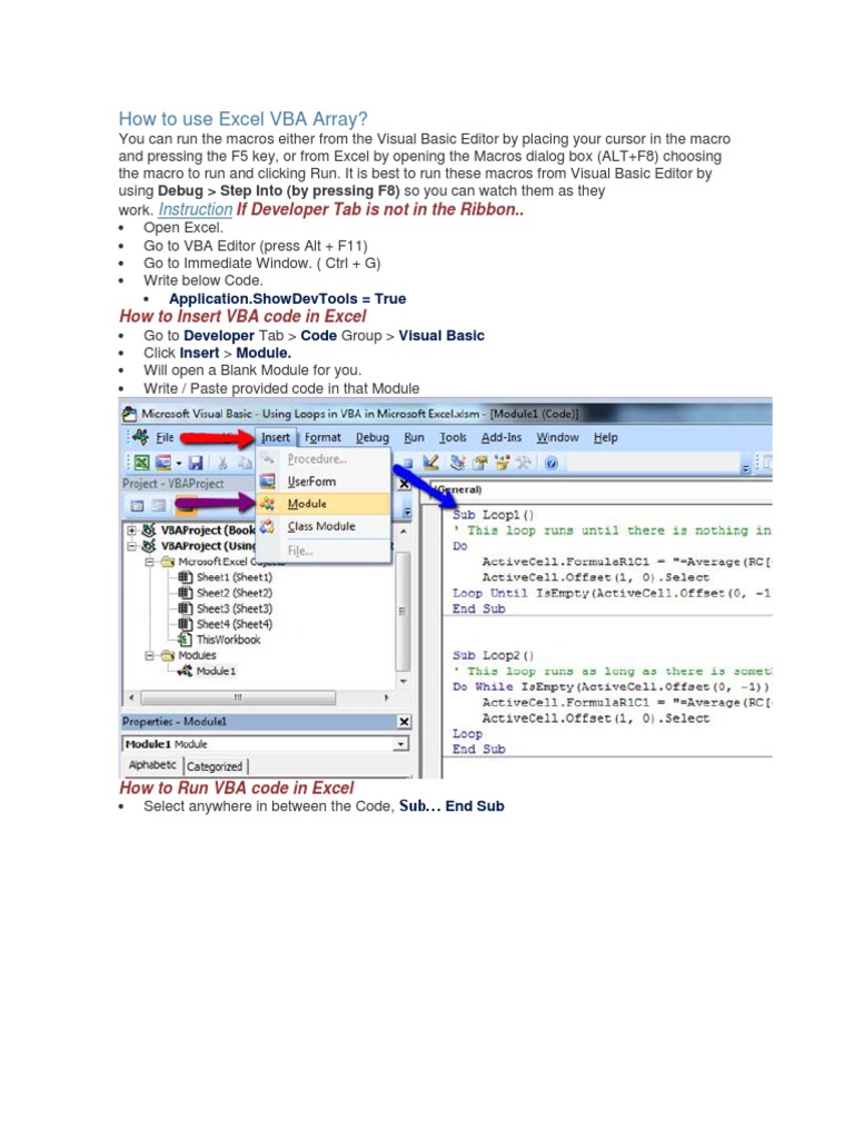 How To Use Excel VBA Array | Download Free PDF | Variable (Computer ...