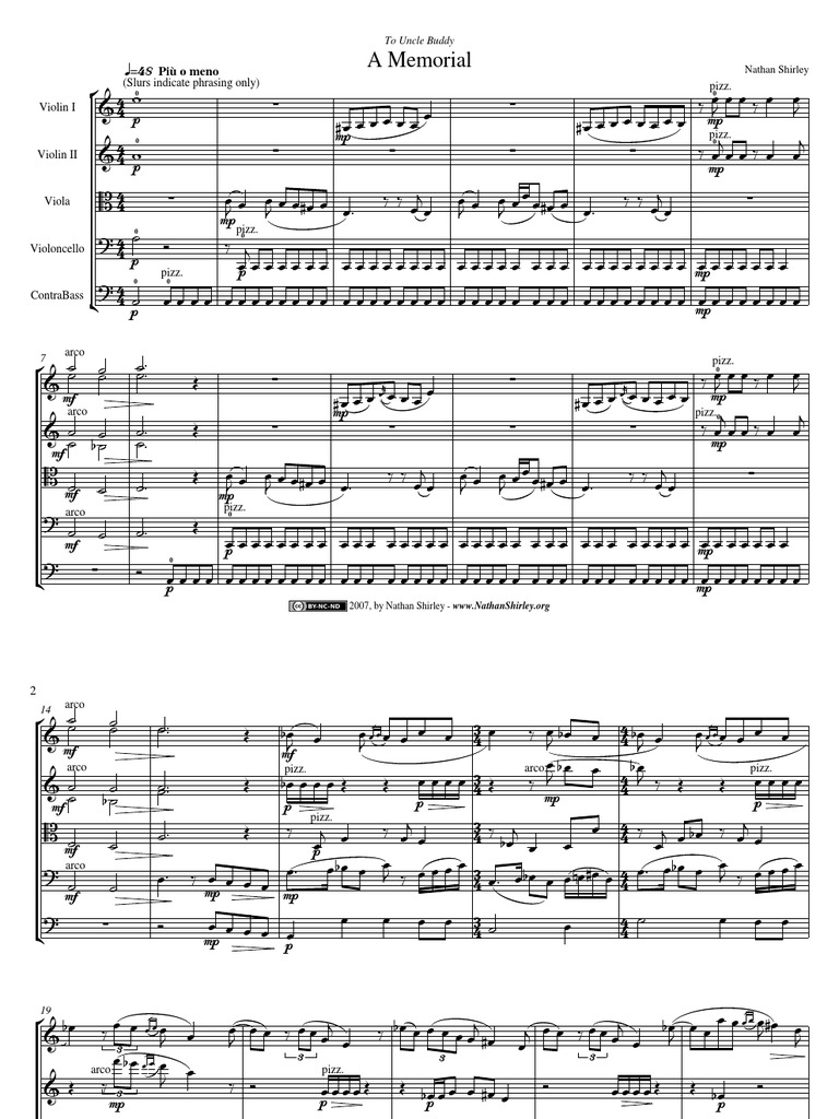 A Memorial String Orchestra PDF Orchestras Cello