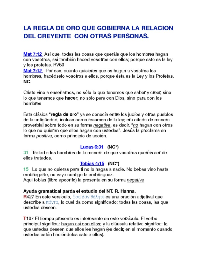 La Regla de Oro en la Biblia | PDF | regla de oro | Religión y creencia
