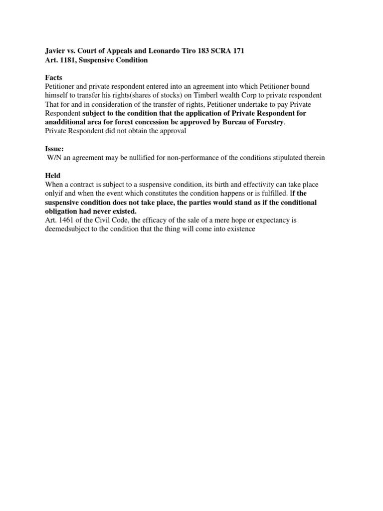 Nullification of Contracts: Suspensive Conditions | PDF