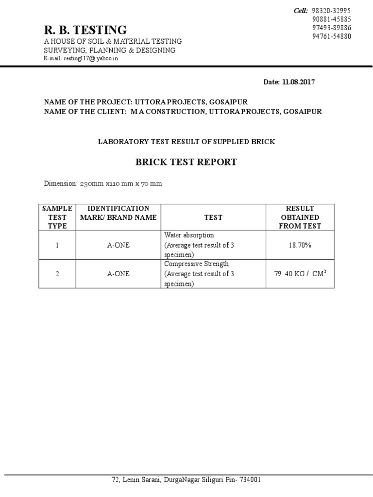 Brick Test Report PDF