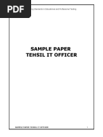 Sample Paper Tehsil It Officer: Building Standards in Educational and Professional Testing