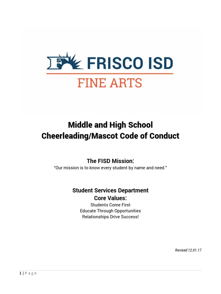 Fisd Ms and Hs Cheer-Mascot Code of Conduct Rev 2018-19 - Final | PDF ...