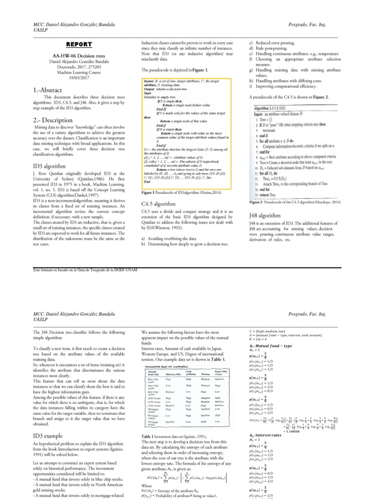 Decision Trees: ID3, C4.5 and J48 | PDF | Data Management | Computer Data