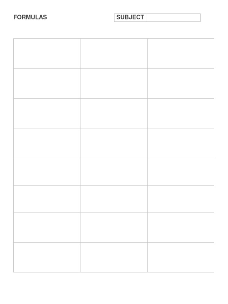 Essential Formulas for Various Subjects | PDF