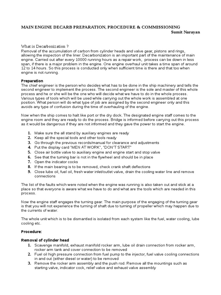 What Is Decarbonization ? Main Engine Decarb Preparation, Procedure