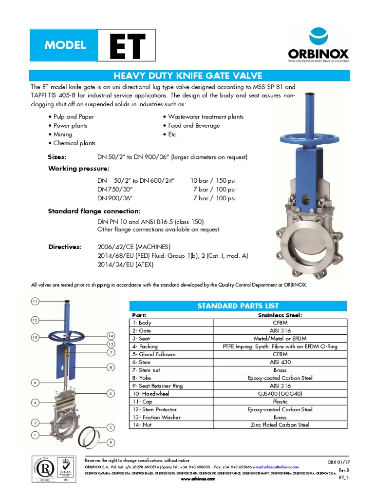 Model Heavy Duty Knife Gate Valve PDF Valve Stainless Steel