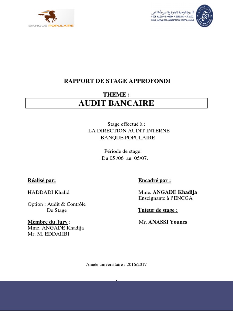 Rapport de Stage  Contrôle interne  Banques