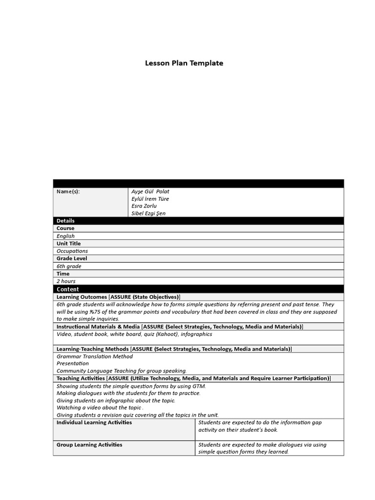 6th Grade English: Occupations Lesson | PDF | Educational Assessment ...
