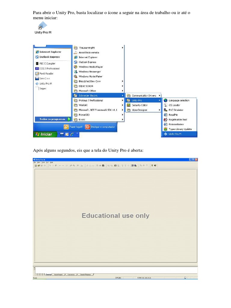 Configuração do Unity Pro para CLP | PDF | Controlador lógico ...