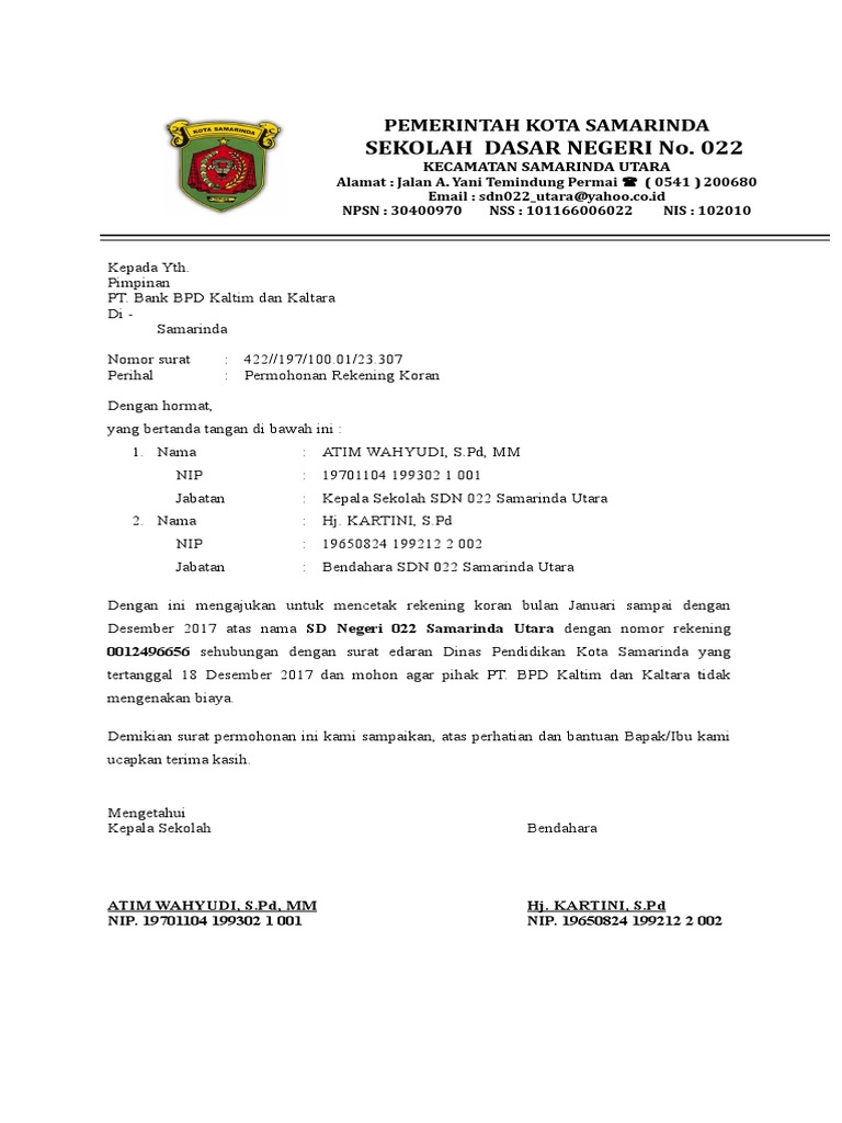 Surat Permohonan Print Rekening Koran – kabarmedia.github.io