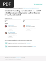 Kinematic Modeling and Simulation of A SCARA Robot by Using Solid Dynamics and Verification by MATLAB/Simulink