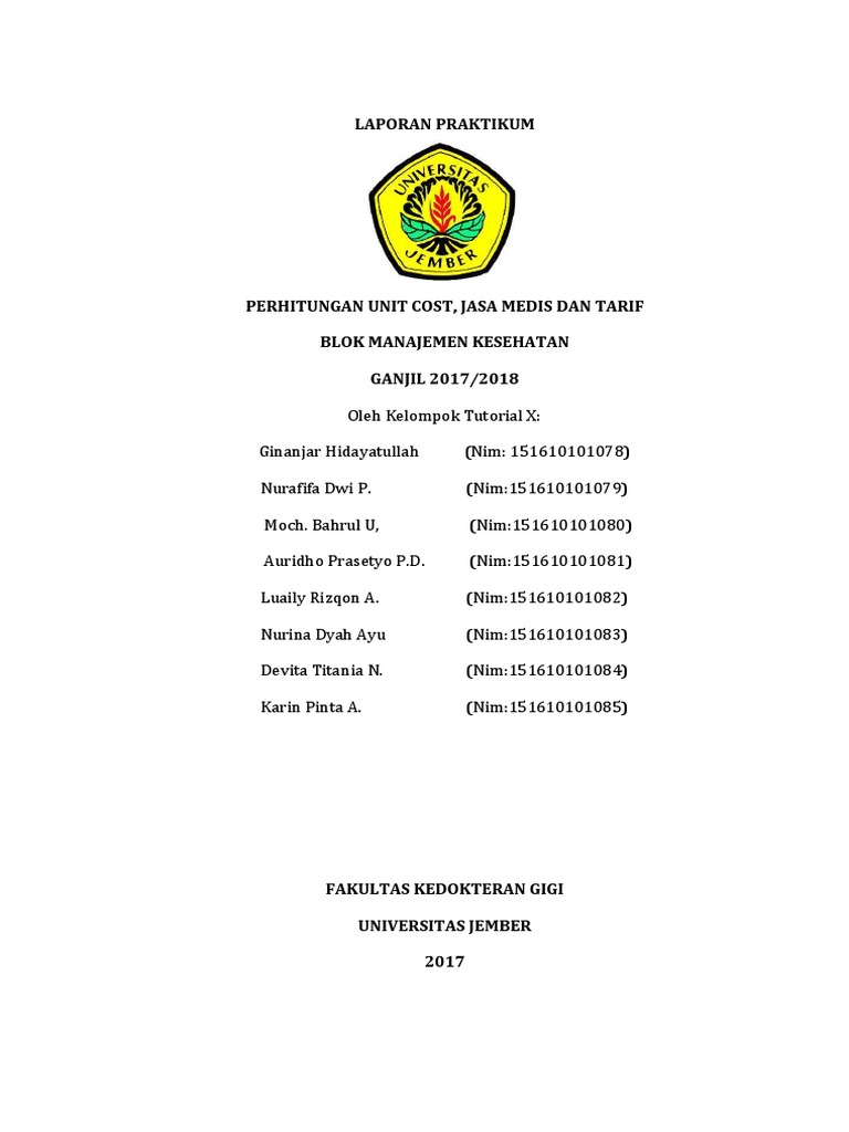 Laporan Unit Cost & Tarif Medis | PDF | Kesehatan Holistik