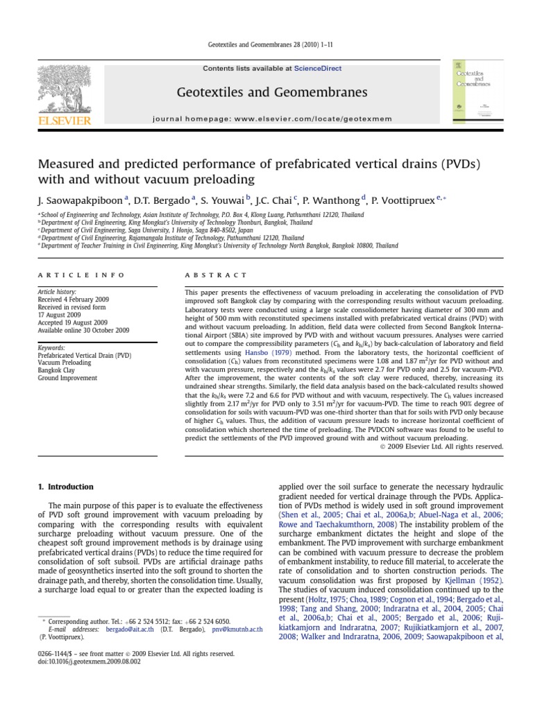PVD Performance with Vacuum Preloading | PDF | Soil Mechanics | Drainage