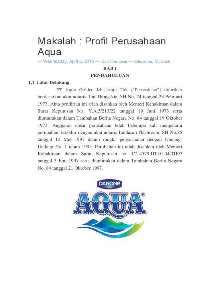 Makalah Aqua