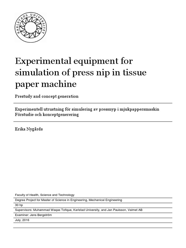 Lab Equipment for Tissue Paper Pressing | PDF | Paper | Mechanical ...
