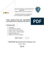 Regulacion Del Equilibrio Hídrico y Electrolítico. Depuración Renal