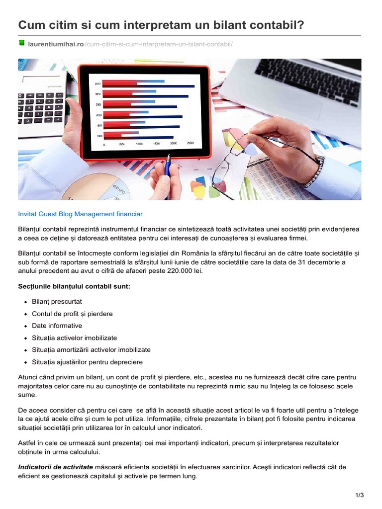 Cum Citim Si Cum Interpretam Un Bilant Contabil | PDF