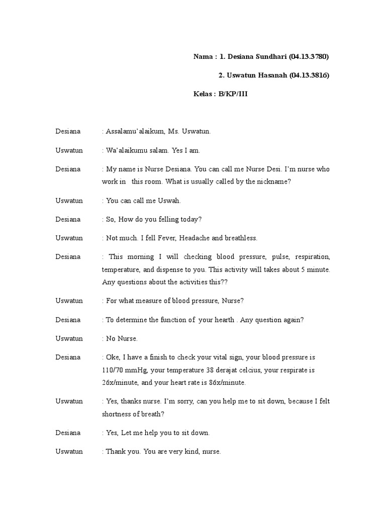 Nurse-Patient Interaction Script | PDF | Wellness