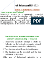 Unit I - Introduction To Behavioral Sciences