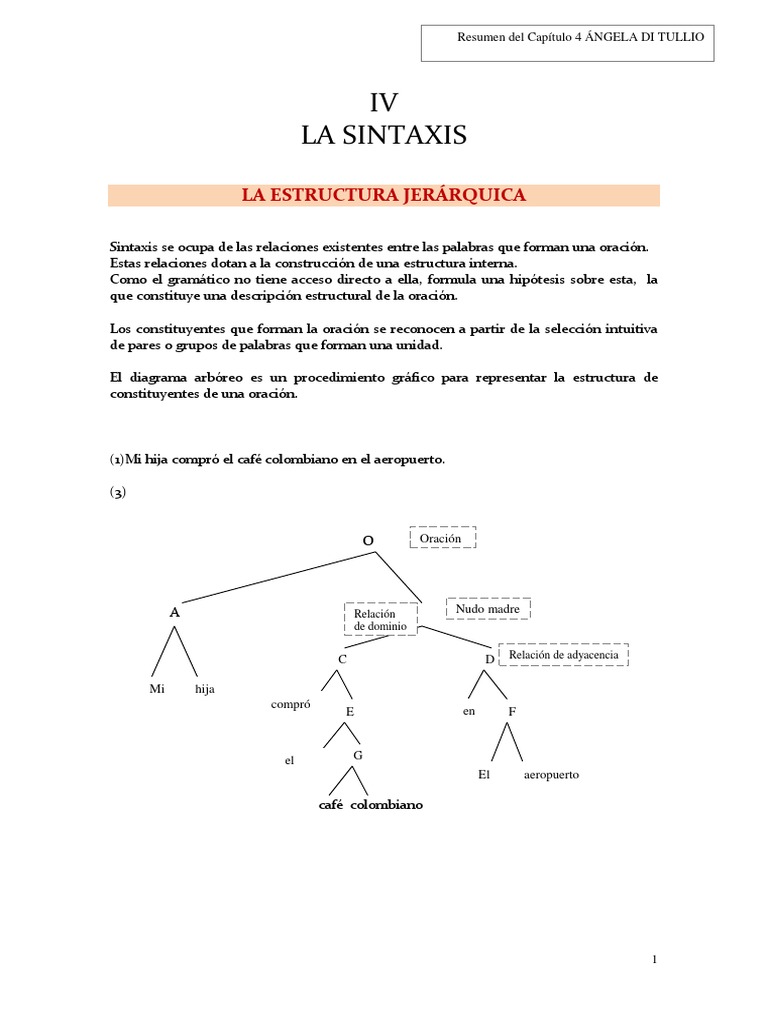 RESUMEN Cap4 La Sintaxis Sintaxis Palabra