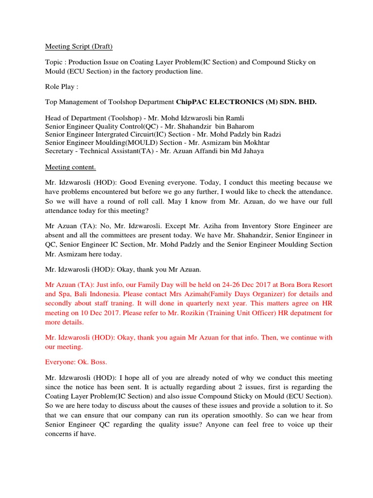 Meeting Script | PDF | Business