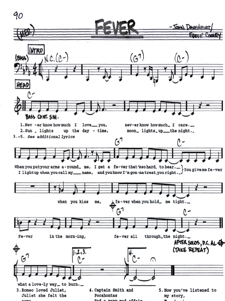 Fever - Vocal Lead Sheet