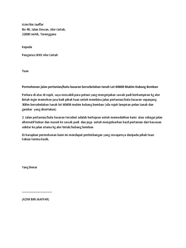 Surat Permohonan Jalan Pertanian Pdf