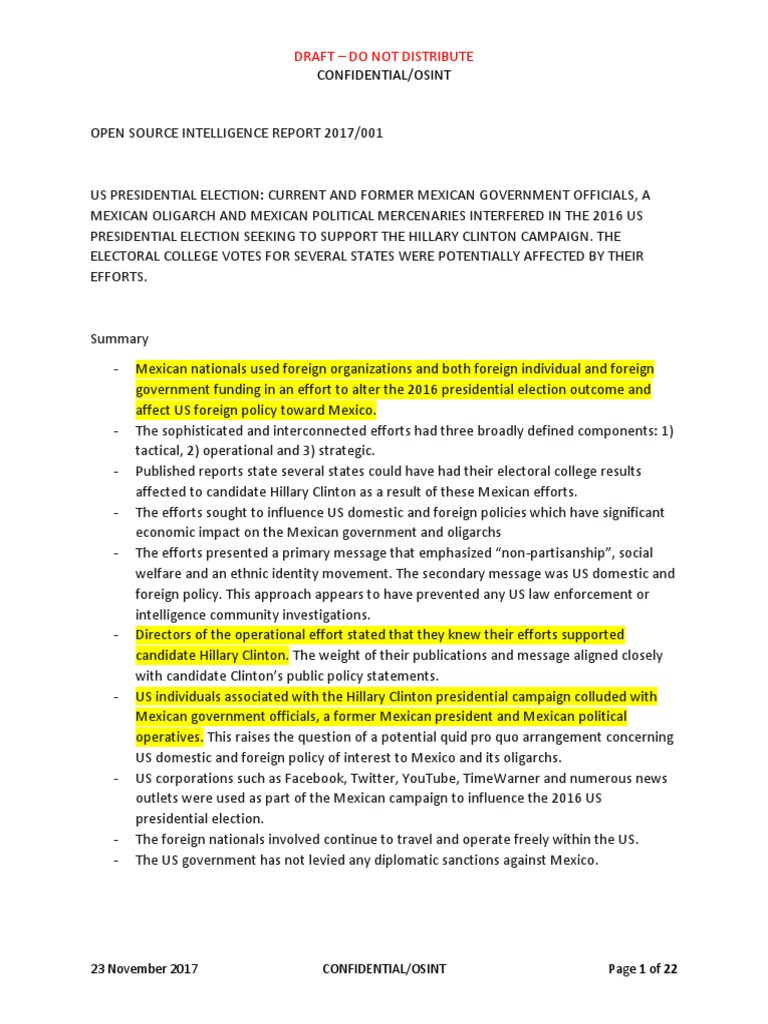 Mexico Dossier Part I | PDF | Hillary Clinton | American Government