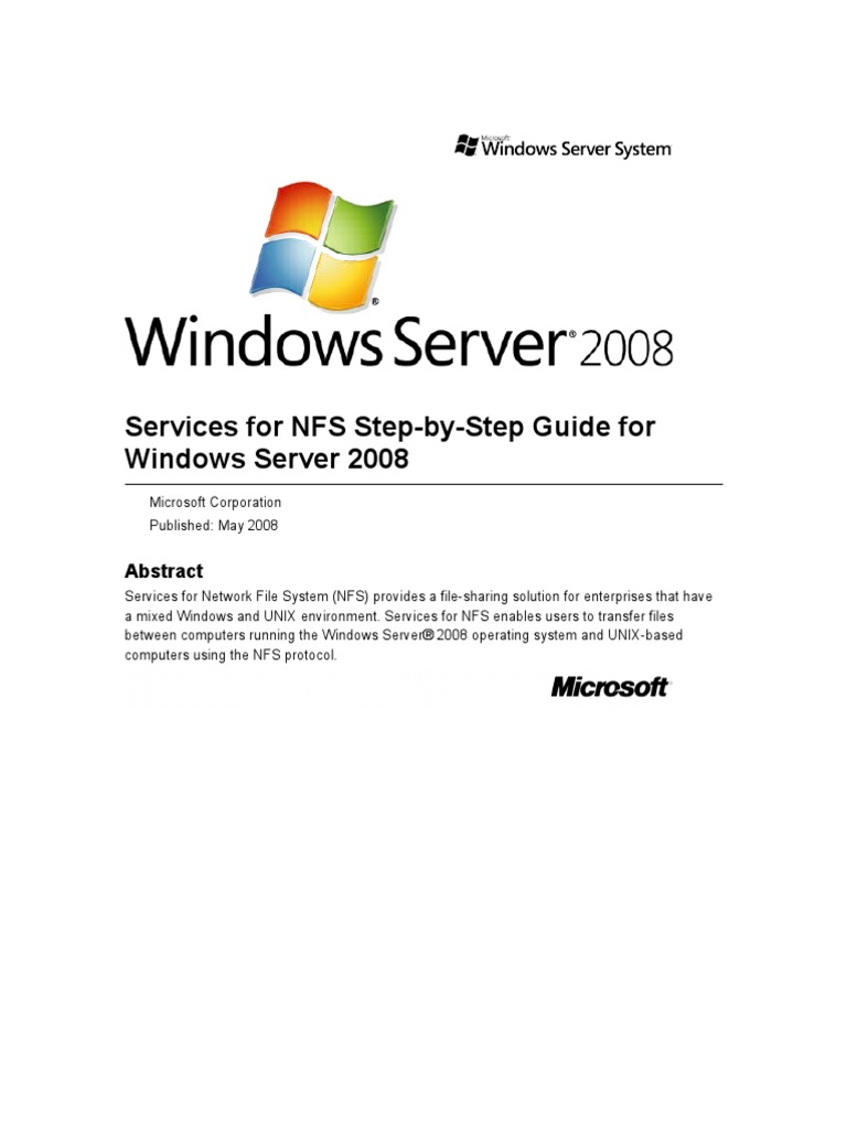 Step-By-Step Guide For Services For NFS in Windows Server 2008 | PDF ...