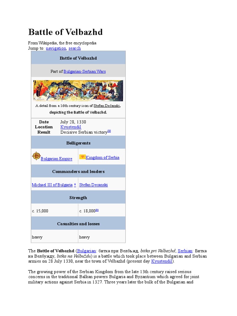 Battle of Velbazhd PDF 2nd Millennium Conflicts Middle Ages