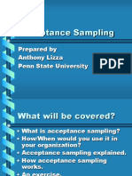 Acceptance Sampling: Prepared by Anthony Lizza Penn State University