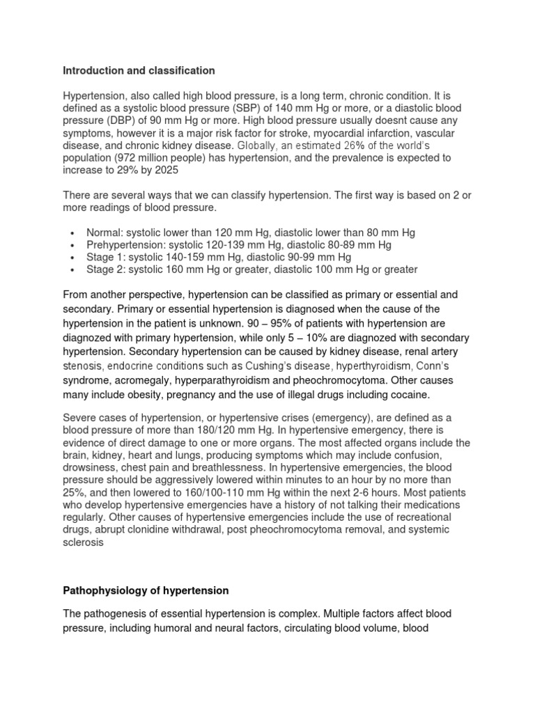 Introduction and Classification: Pathophysiology of Hypertension | PDF ...