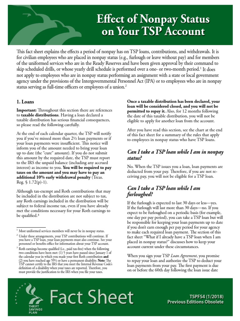 Effect of Nonpay Status on Your TSP Account Loans Interest