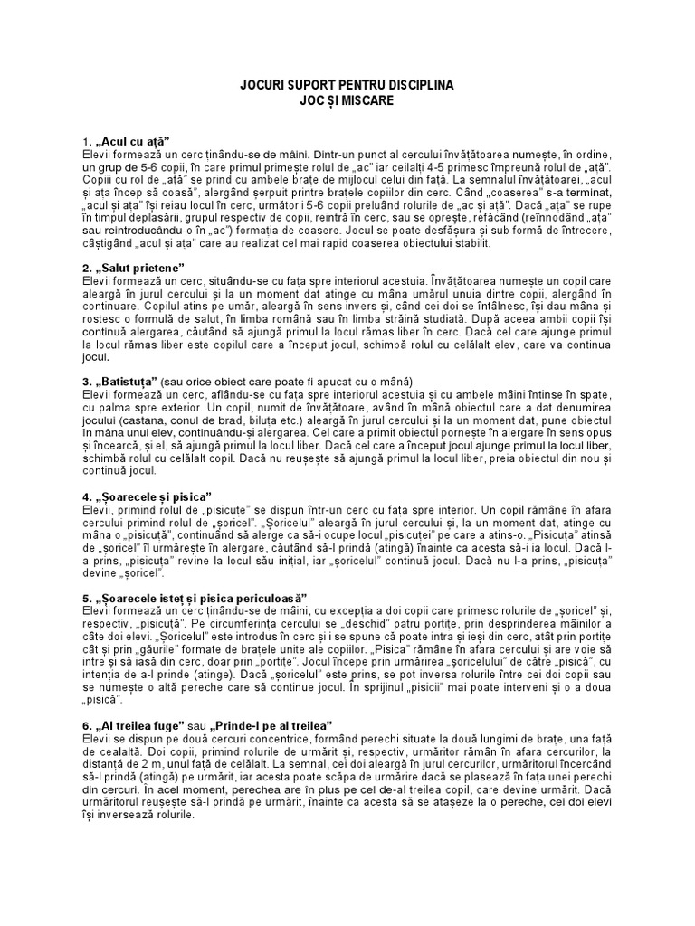Jocuri de Miscare de Printat | PDF