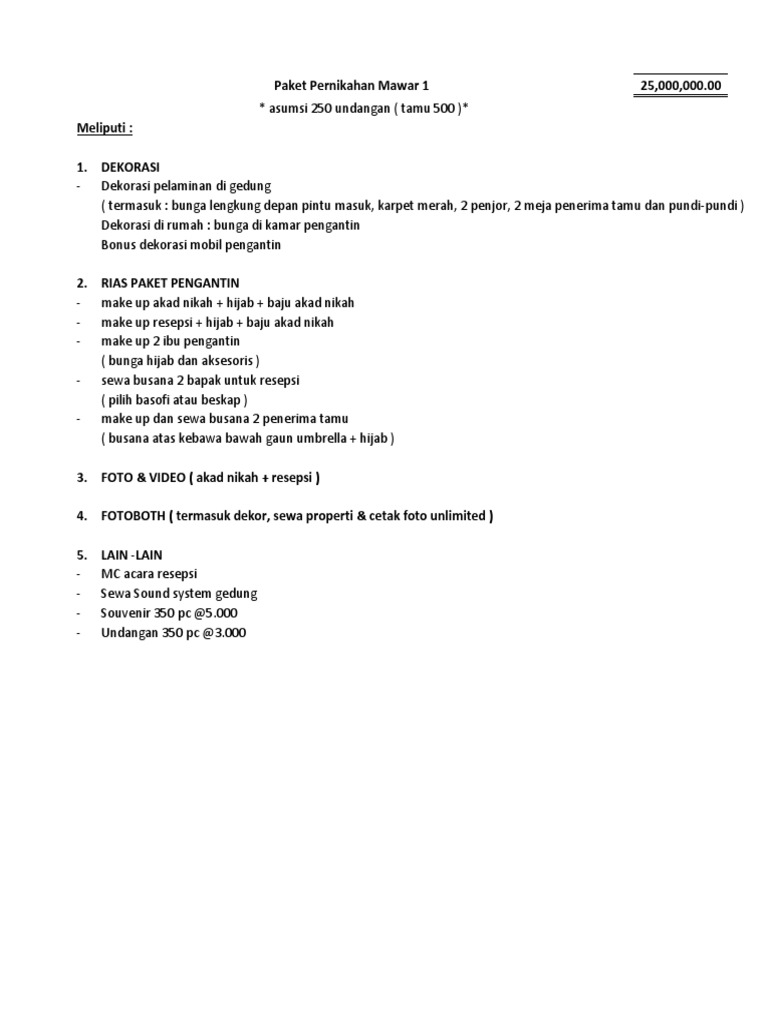 Paket Pernikahan Mawar 1